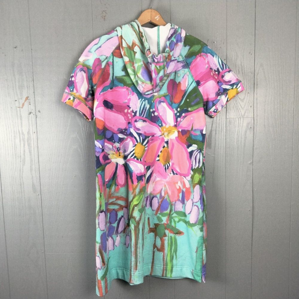Floral Zip-Front Mint and Pink Shift Dress - Picture 2 of 11